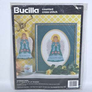 Bucilla Counted Cross Stitch Kit 4122 Guardian Angel 9x6 Picture or Ornament NEW